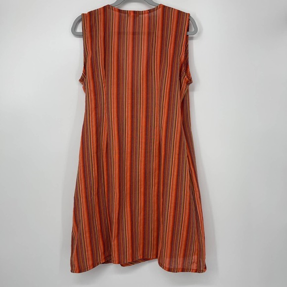 ZIG ZAG ORANGE MULTICOLOR LIGHTWEIGHT COTTON WRAP DRESS SIZE L/XL - Picture 3 of 4